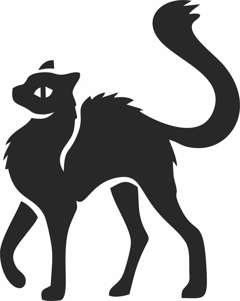 Halloween Cat Clipart — full DXF linework preview