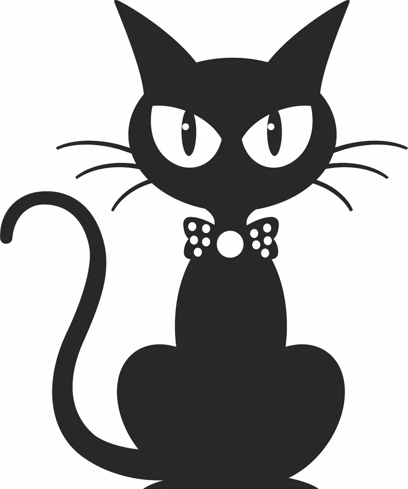 Halloween Cat Clipart — full DXF linework preview