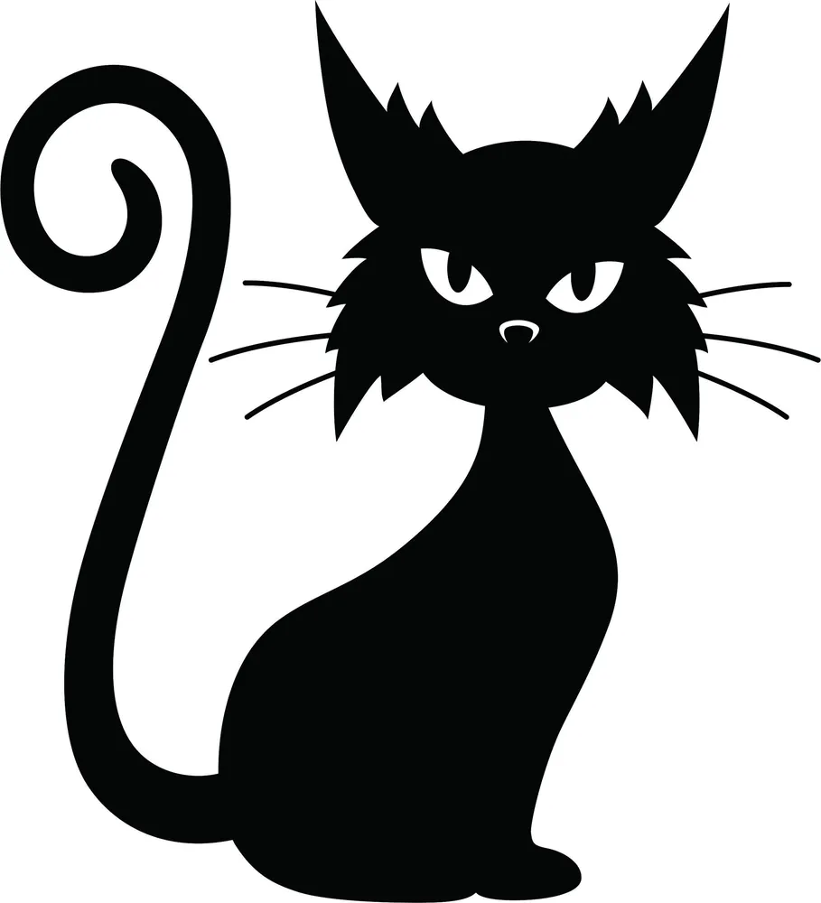 Halloween Cat Silhouette — full DXF linework preview