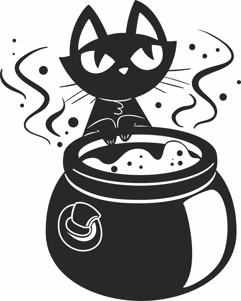 Halloween Cauldron Clipart — full DXF linework preview