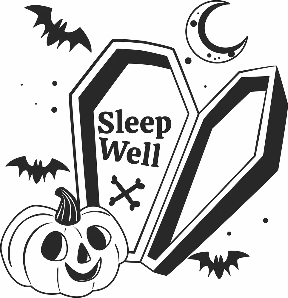 Halloween Coffin Pumpkin Clipart — full DXF linework preview