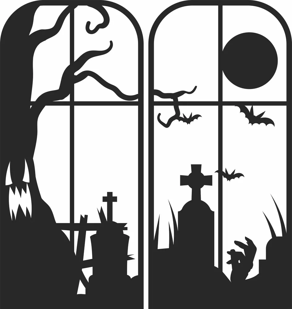 Halloween Gost Scary Clipart — DXF linework preview