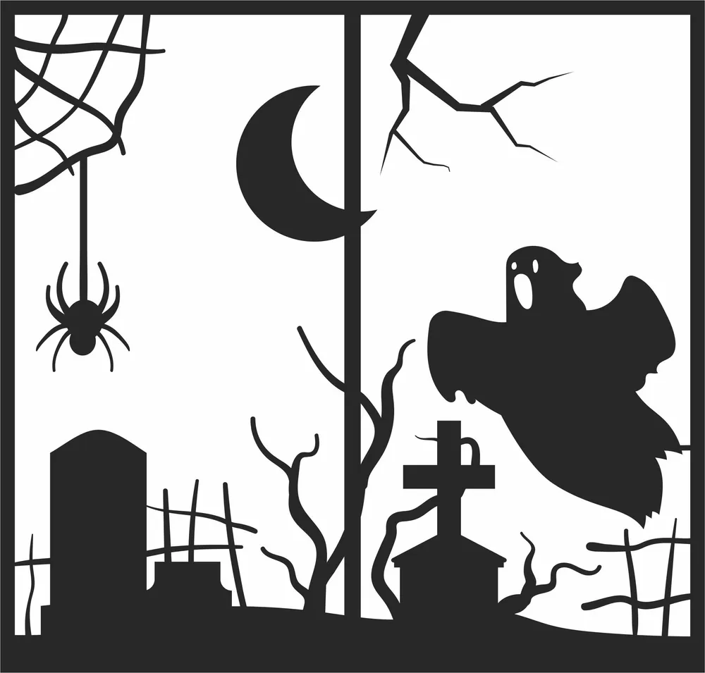 Halloween Gost Scary Clipart — DXF linework preview