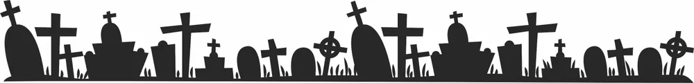 Halloween Grave Cemetery Clipart — full DXF linework preview