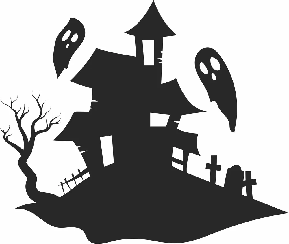 Halloween House Gost Scary Clipart — DXF linework preview