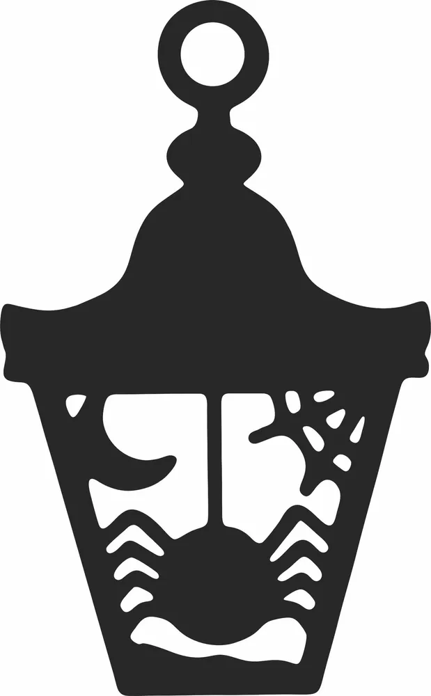 Halloween Lantern Spider Wall Art — full DXF linework preview