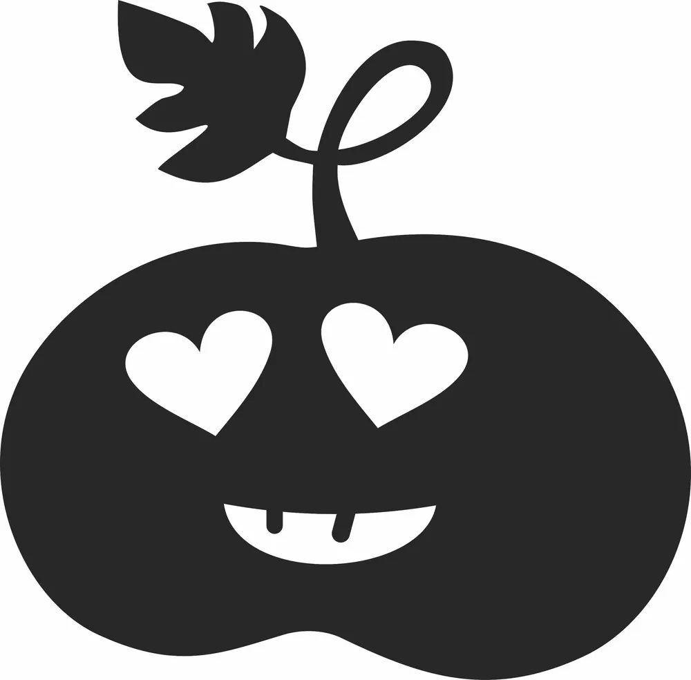 Halloween Lovely Pumpkin Heart Eyes Clipart — DXF linework preview