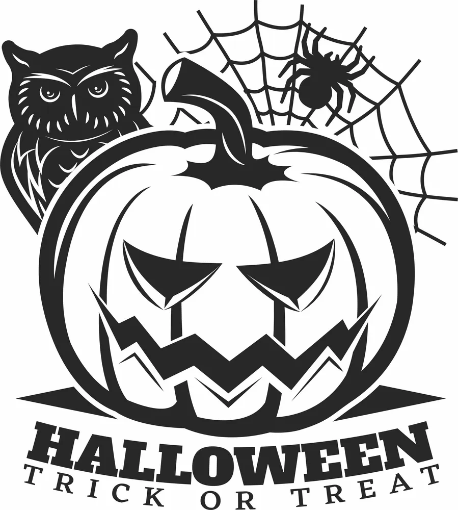Halloween Owl Pumpkin Clipart — DXF linework preview