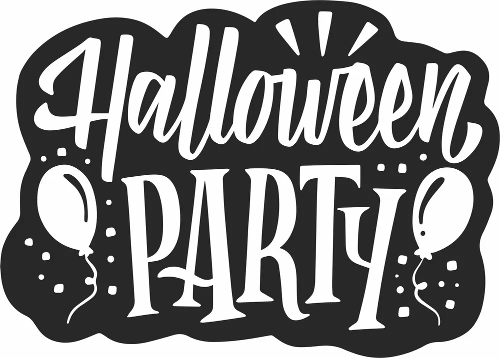 Halloween Party Clipart — DXF linework preview