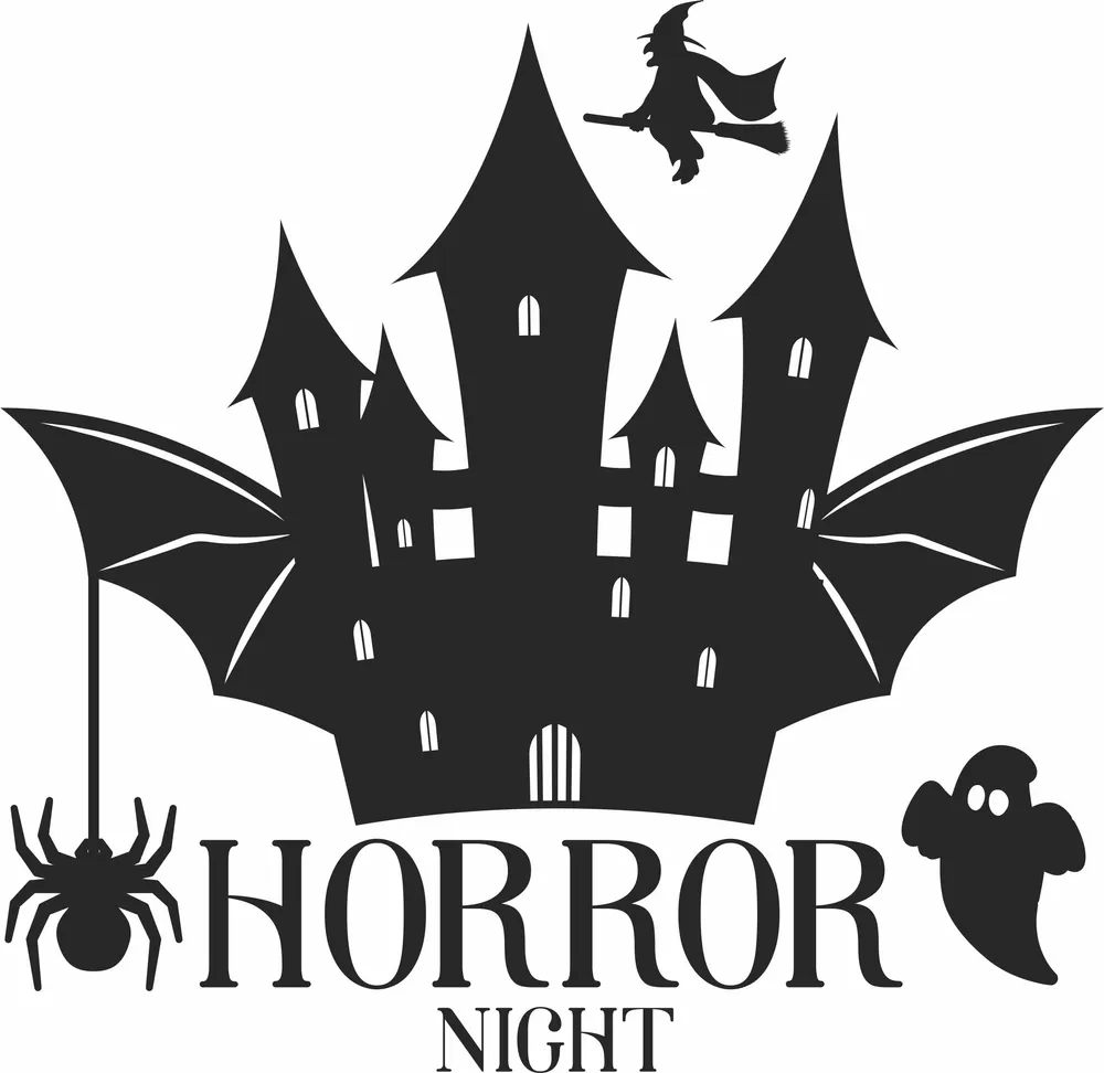 Halloween Scary Horror House Clipart — DXF linework preview