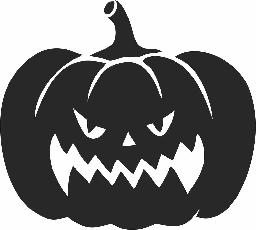 Halloween Scary Pumpkin Clipart — full DXF linework preview