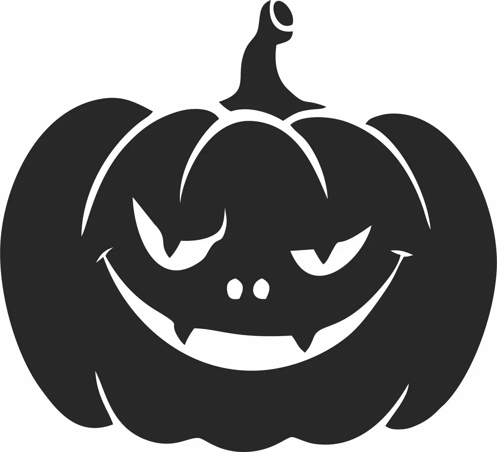 Halloween Scary Pumpkin Clipart — full DXF linework preview
