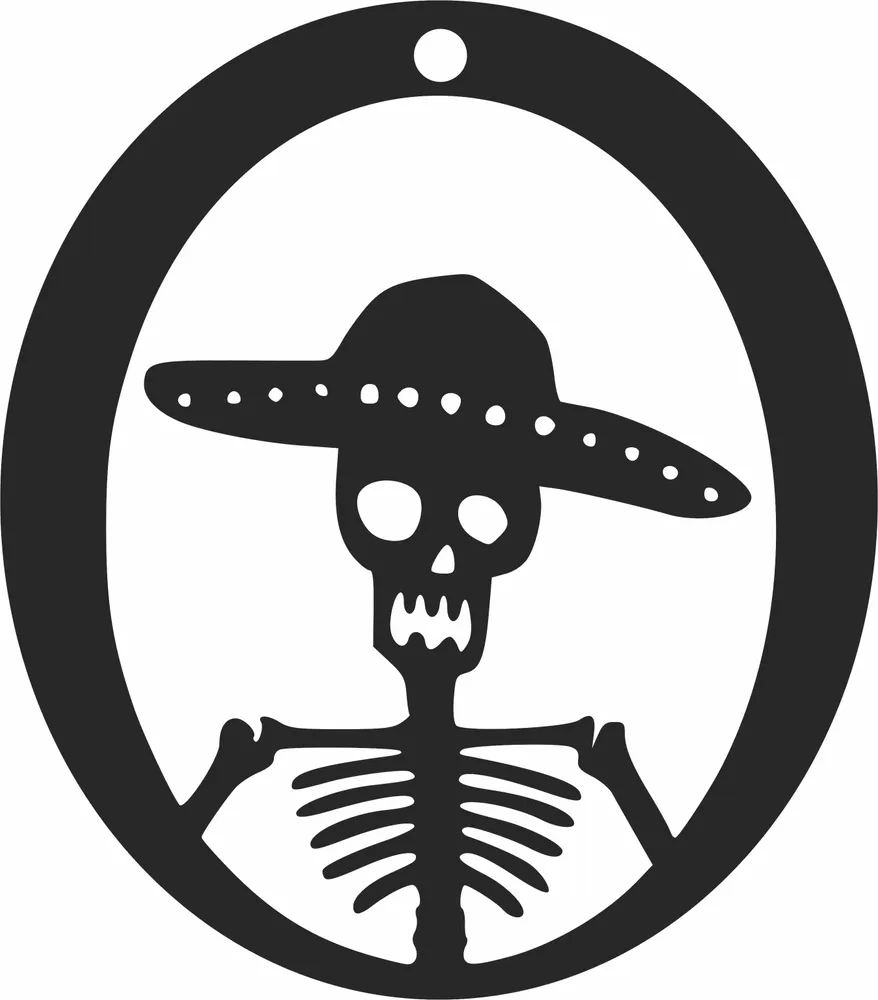 Halloween Skull Ornament — full DXF linework preview