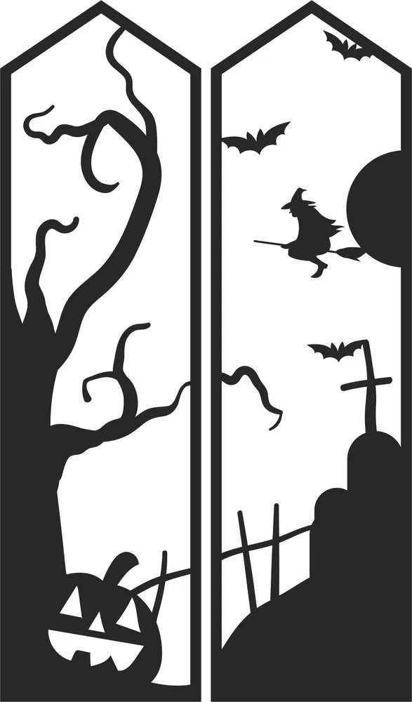 Halloween Witch Gost Scary Clipart — full DXF linework preview