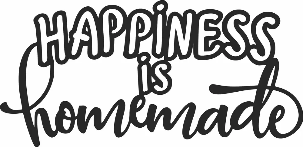 Happiness Is Homemade Sign — full DXF linework preview