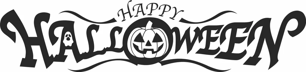 Happy Halloween Sign — full DXF linework preview