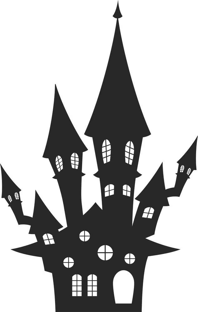 Haunted House Halloween Clipart — full DXF linework preview