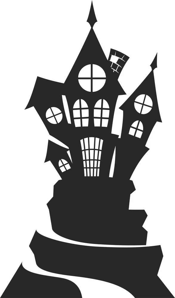 Haunted House Halloween Clipart — full DXF linework preview