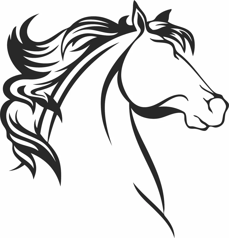 Head Horse Clipart — full DXF linework preview