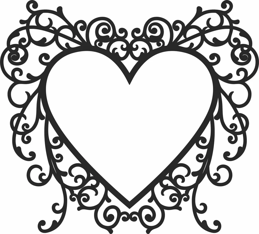 Heart Clipart — full DXF linework preview
