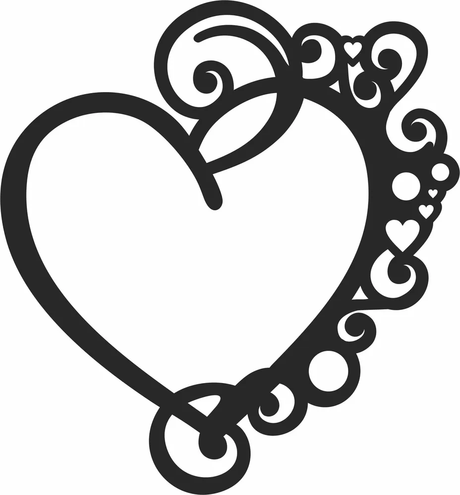 Heart Clipart — full DXF linework preview