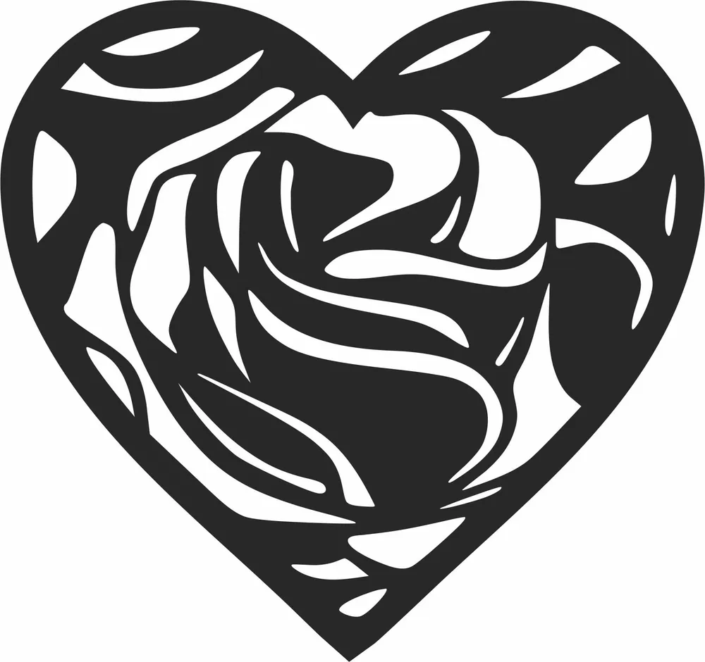 Heart Floral Pattern — full DXF linework preview