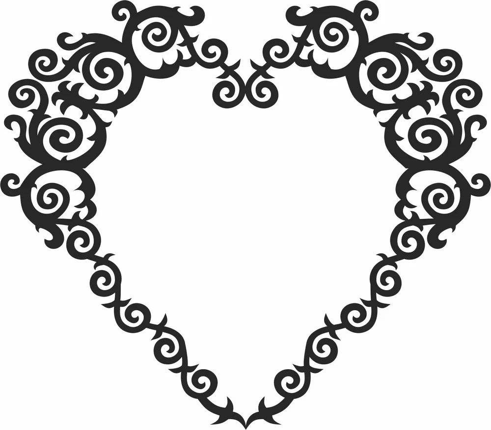 Heart Frame Clipart — full DXF linework preview