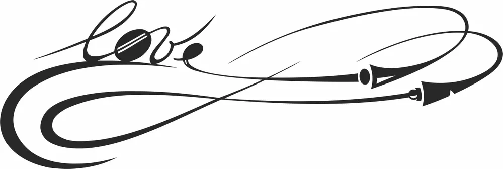 Heart Infinity Symbol Valentines Day Design — full DXF linework preview