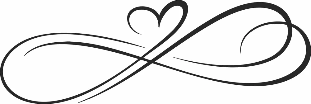 Heart Infinity Symbol Valentines Day Design — full DXF linework preview