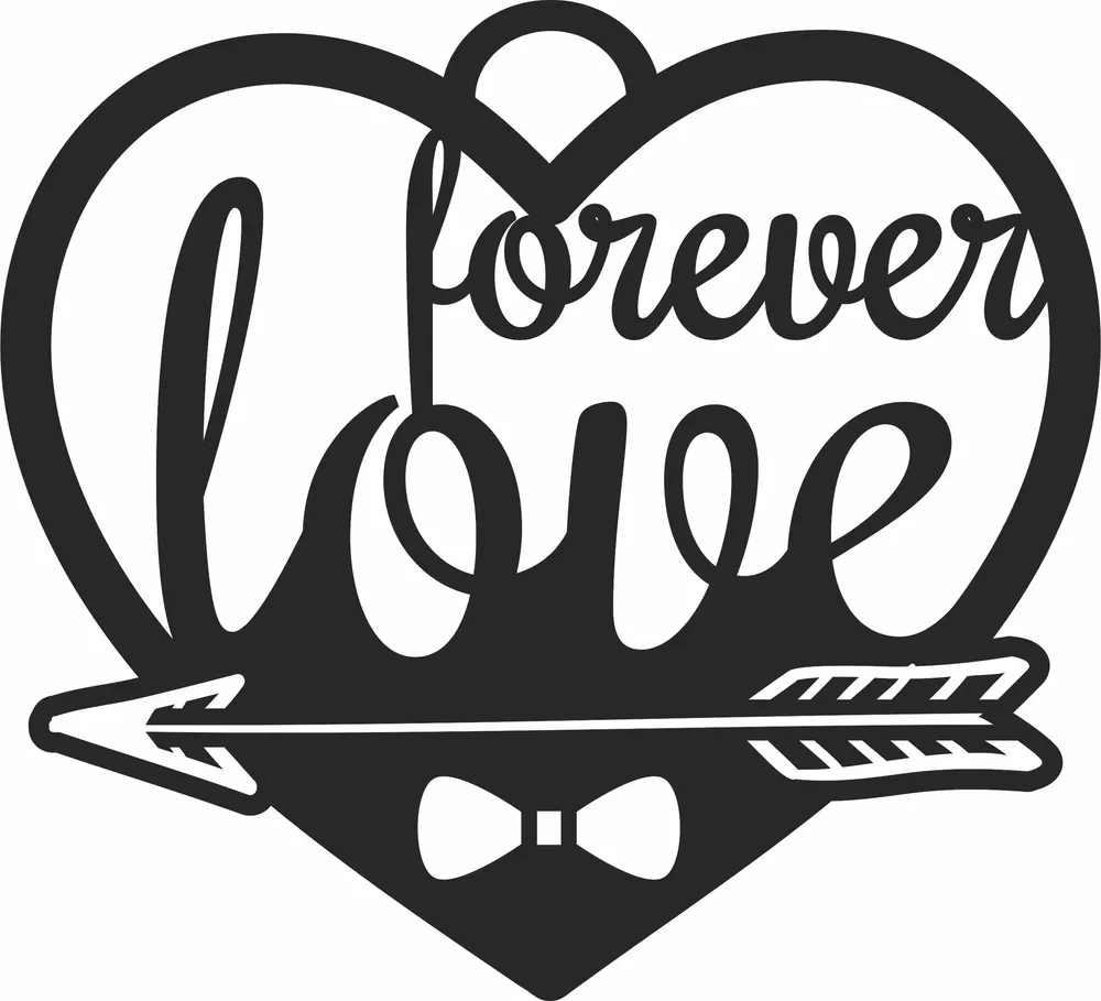 Heart Love Forever Valentines Day Silhouette — full DXF linework preview