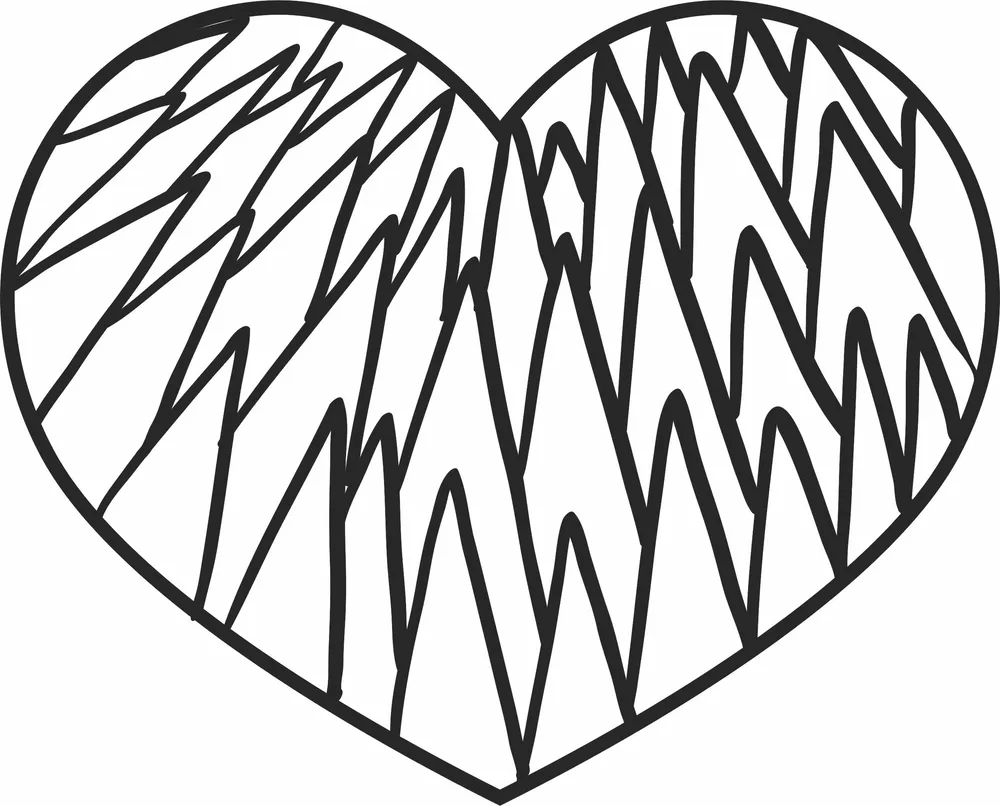 Heart Love Valentines Day Clipart — full DXF linework preview