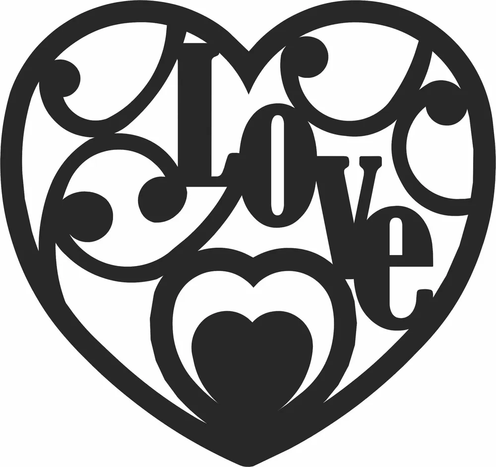 Heart Love Valentines Day Gift Clipart — full DXF linework preview