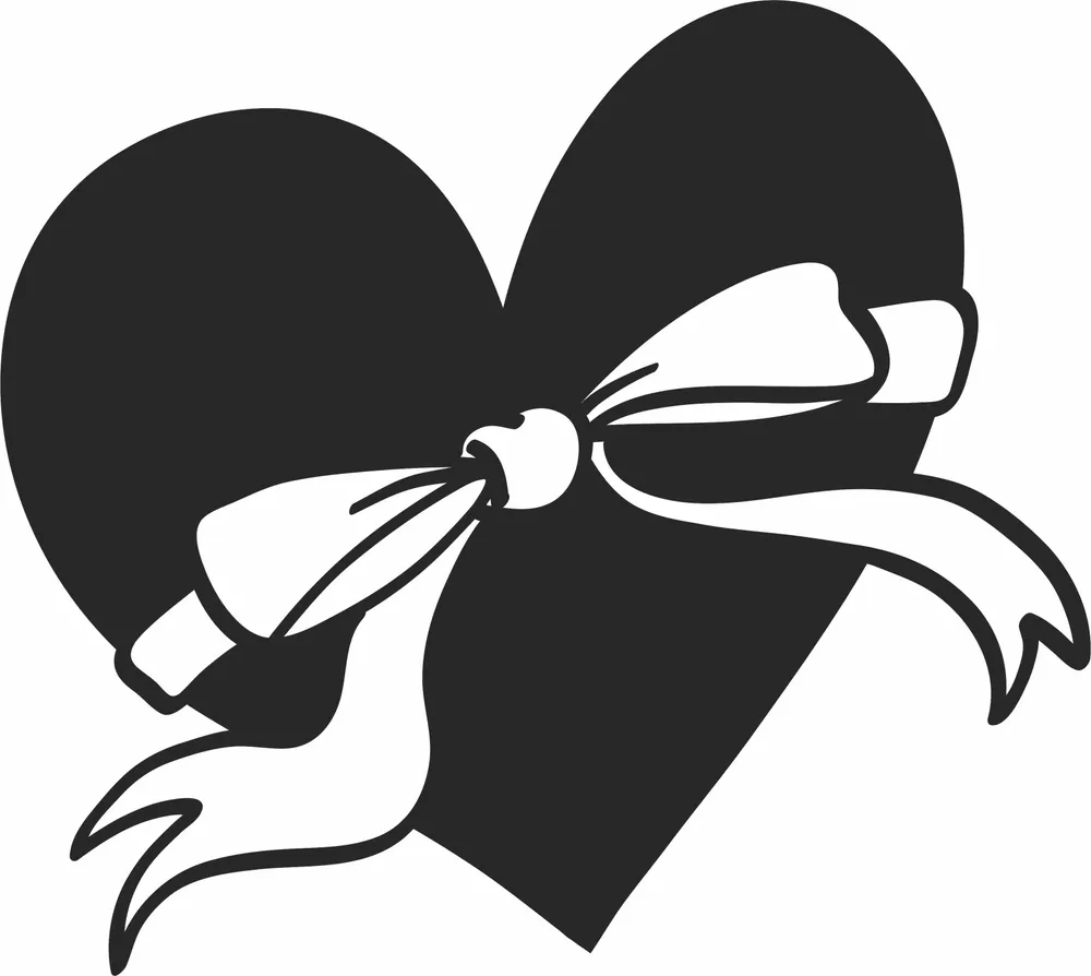 Heart Love Valentines Day Silhouette — full DXF linework preview