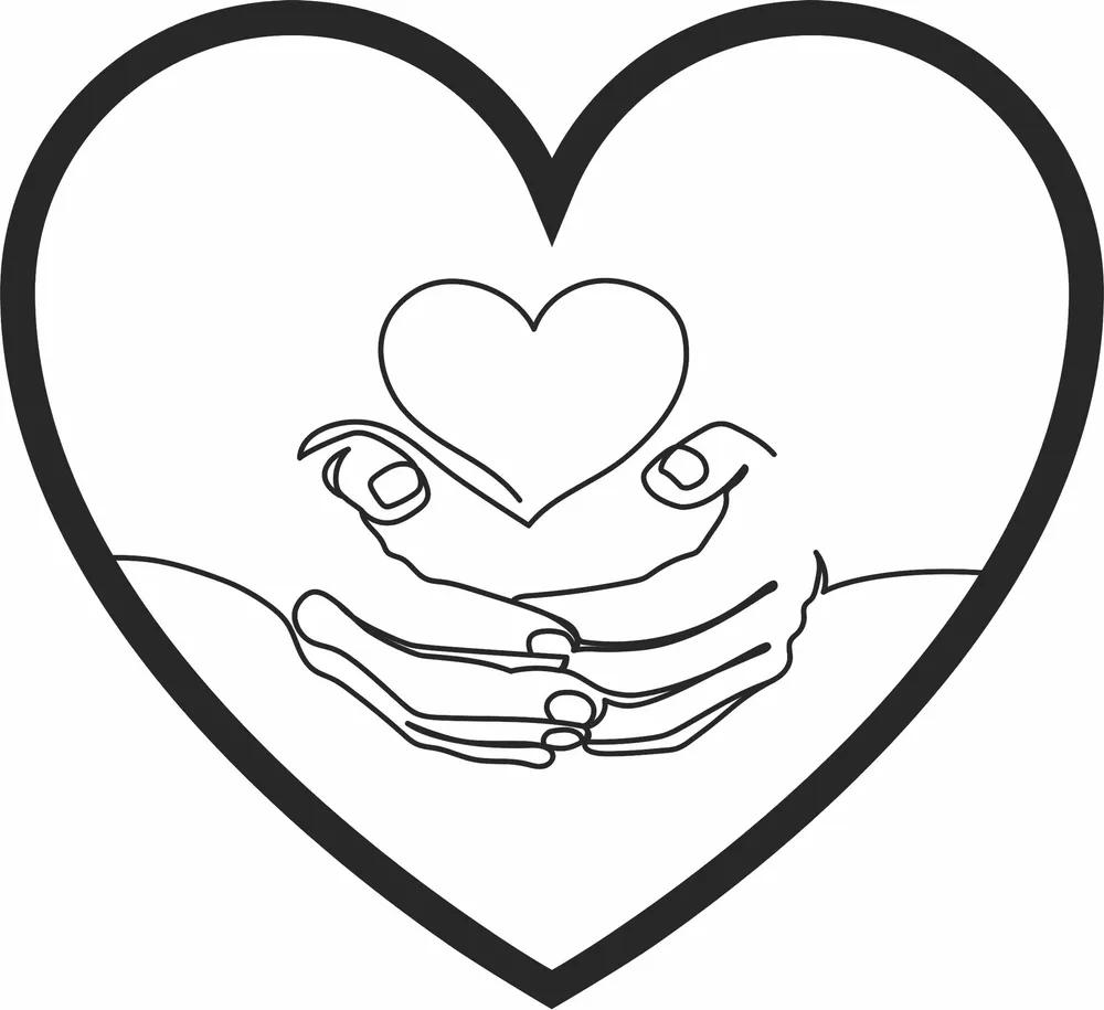 Heart Valentines Day Design — full DXF linework preview