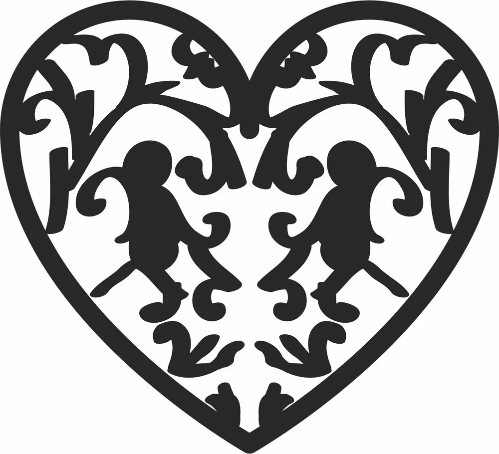 Hearts Valentines Day Design — full DXF linework preview