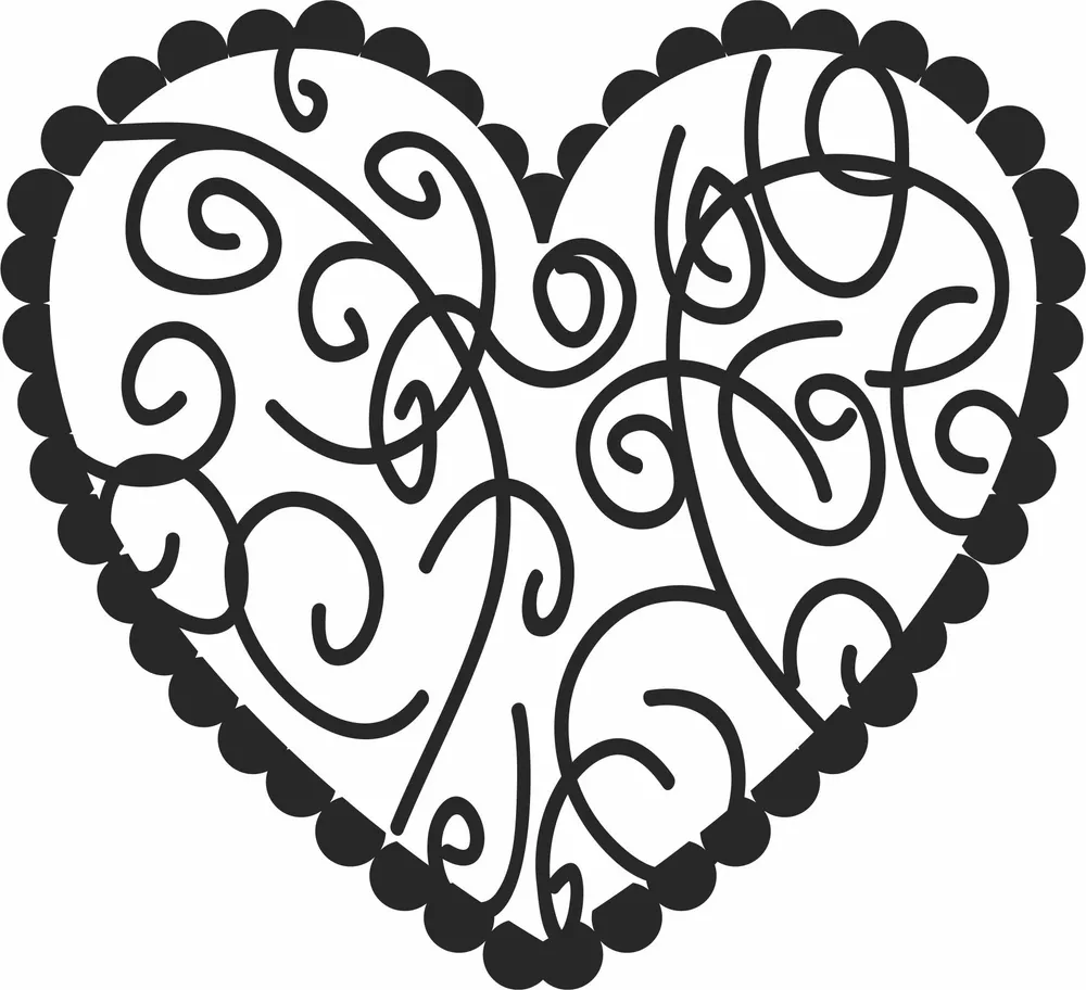 Hearts Valentines Day Design — full DXF linework preview