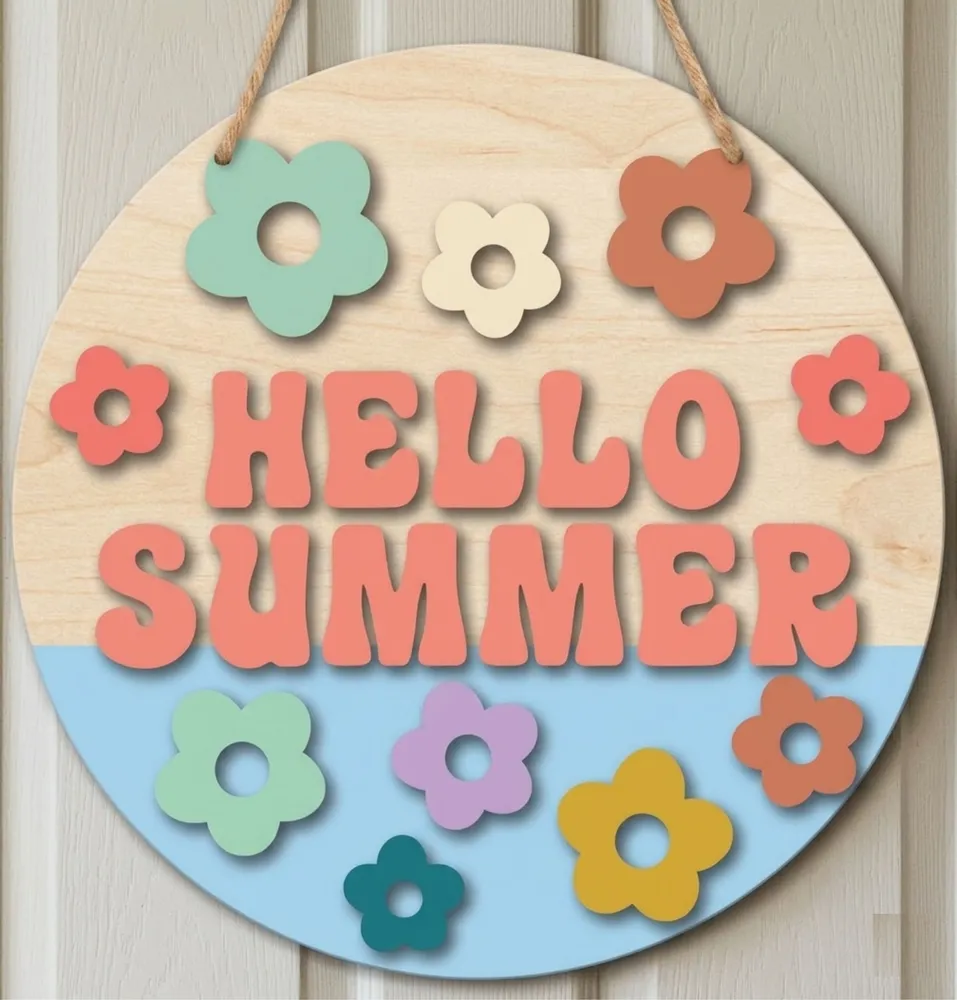 Hello Summer Door Hanger — DXF linework preview