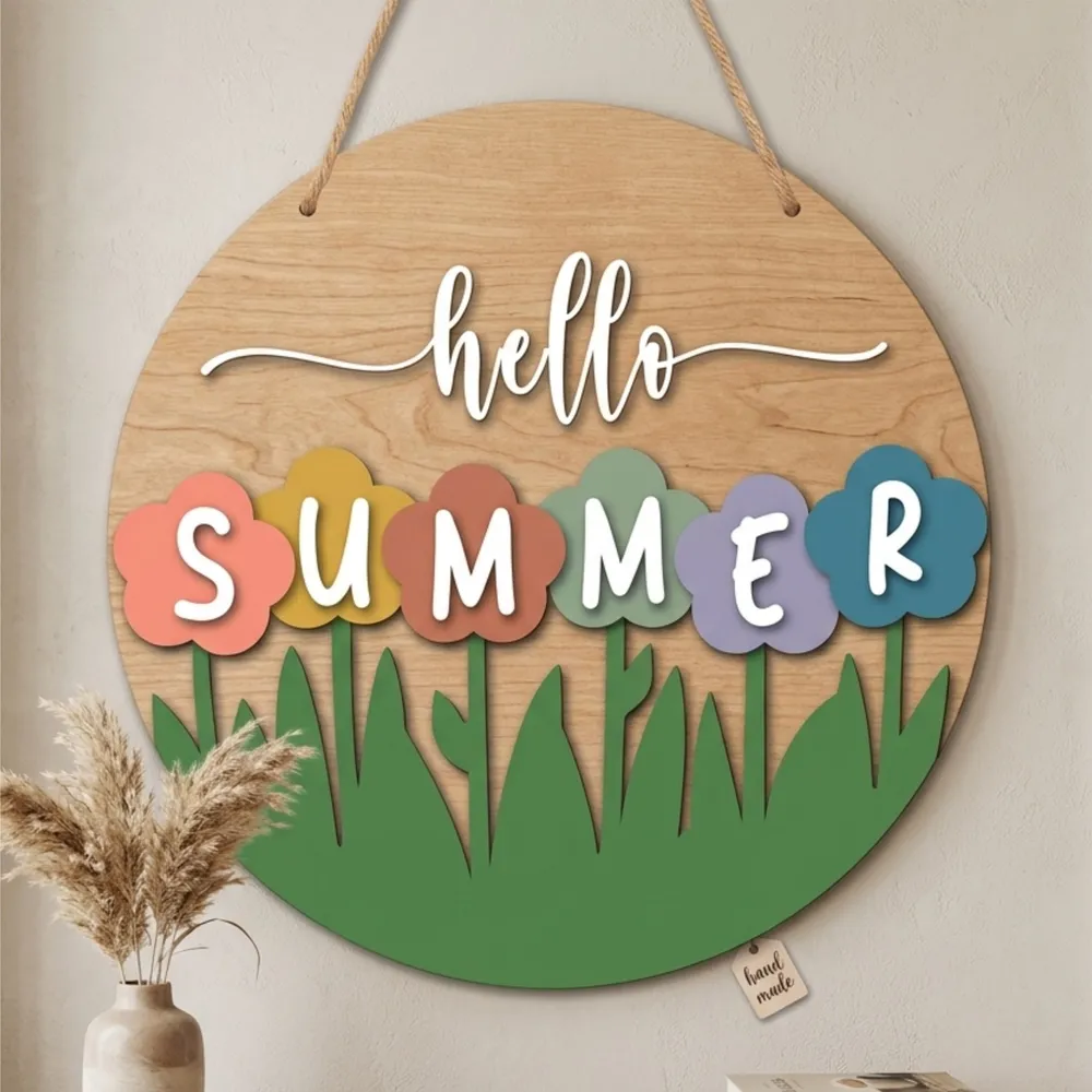 Hello Summer Door Hanger — DXF linework preview