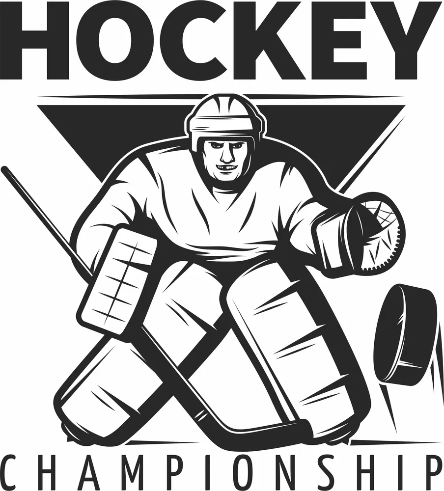 Hockey Goalie Logo Clipart — full DXF linework preview
