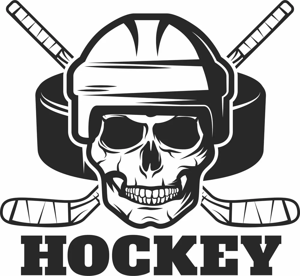 Hockey Skull Logo Sign — full DXF linework preview