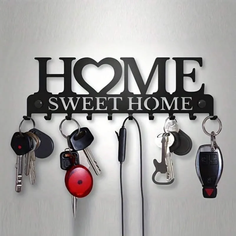 Home Sweet Home Key Holder — DXF linework preview