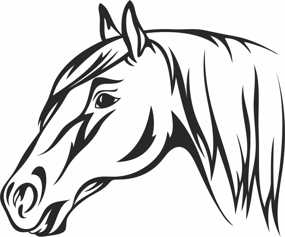 Horse Head Clipart — full DXF linework preview