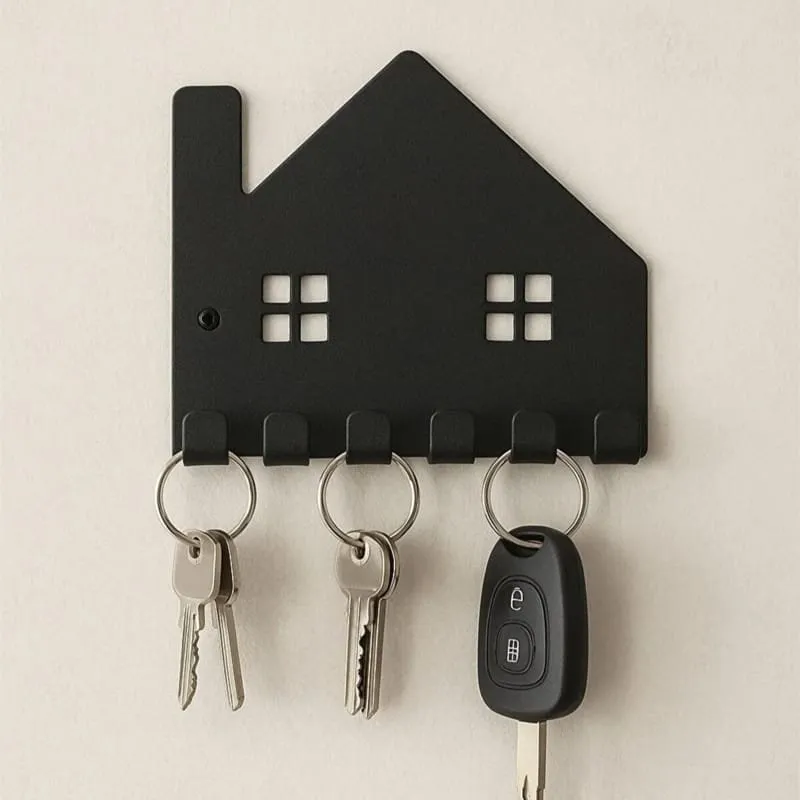 House Silhouette Key Holder — DXF linework preview