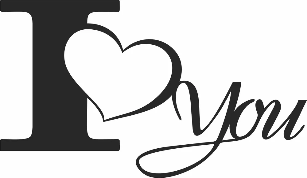 I Love You Clipart — full DXF linework preview