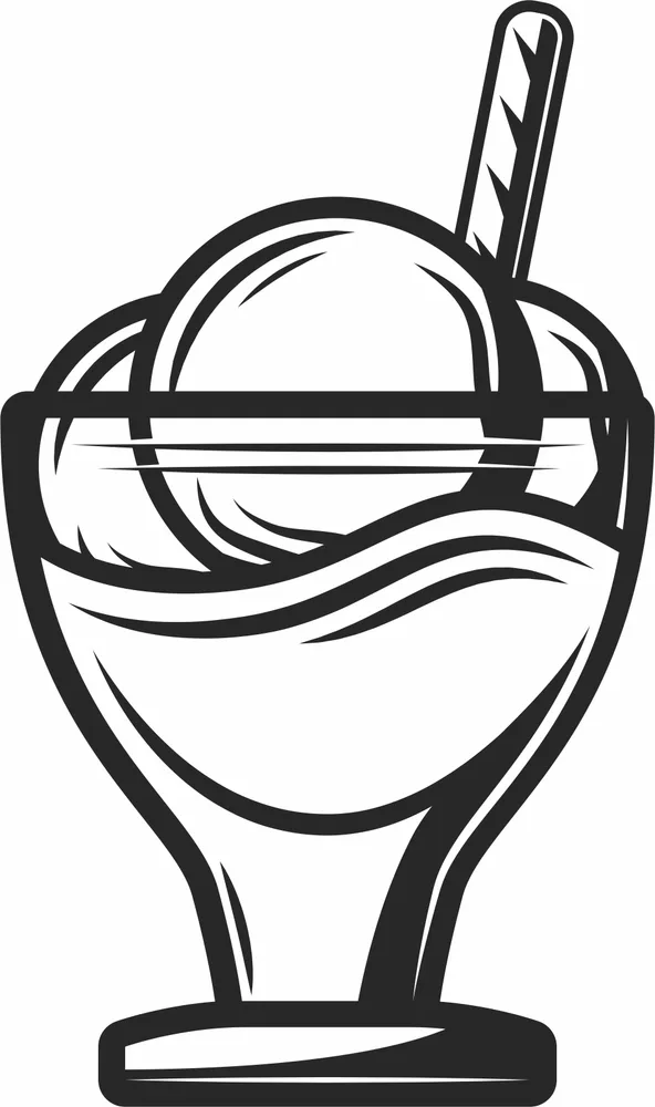 Ice Cream in Bowl Clipart — full DXF linework preview