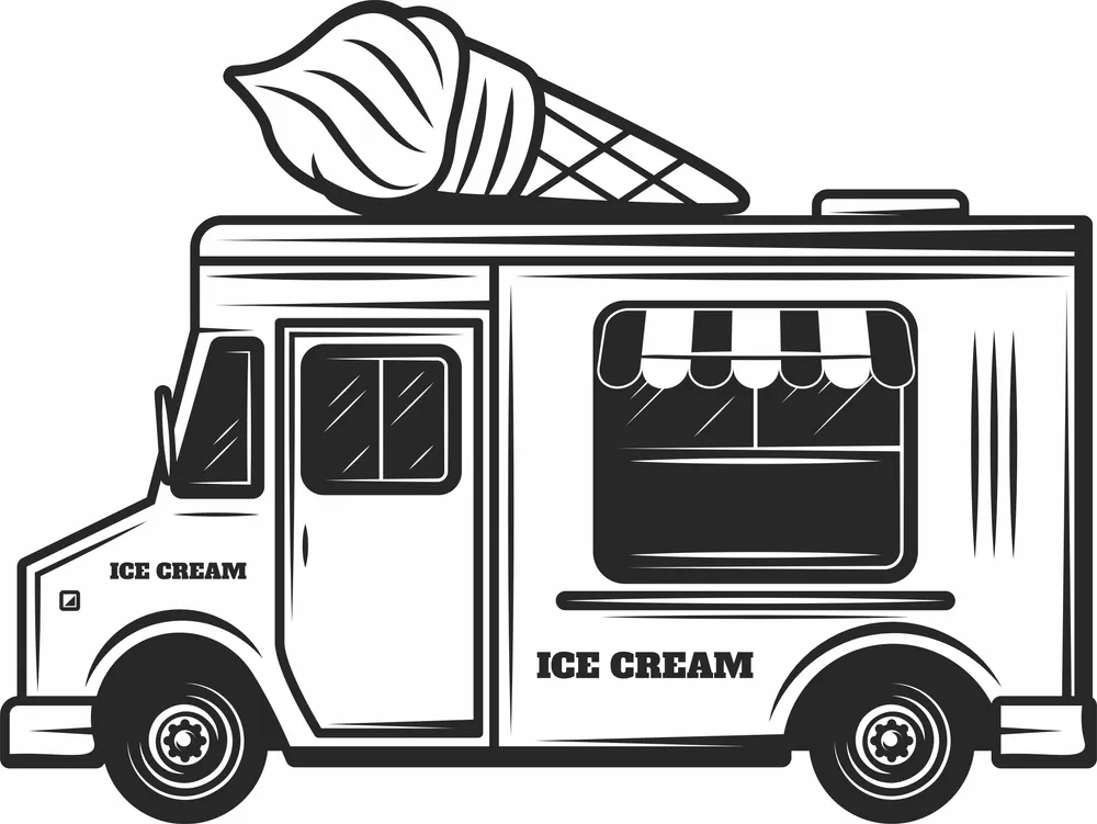 Ice Cream Truck Car Clipart — full DXF linework preview