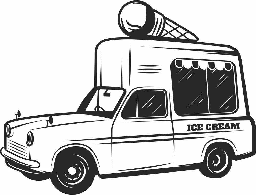 Ice Cream Truck Car Clipart — full DXF linework preview
