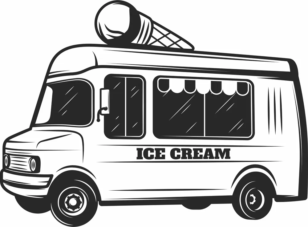 Ice Cream Truck Car Clipart — full DXF linework preview