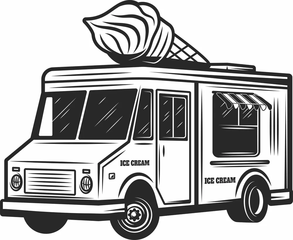 Ice Cream Truck Car Clipart — full DXF linework preview