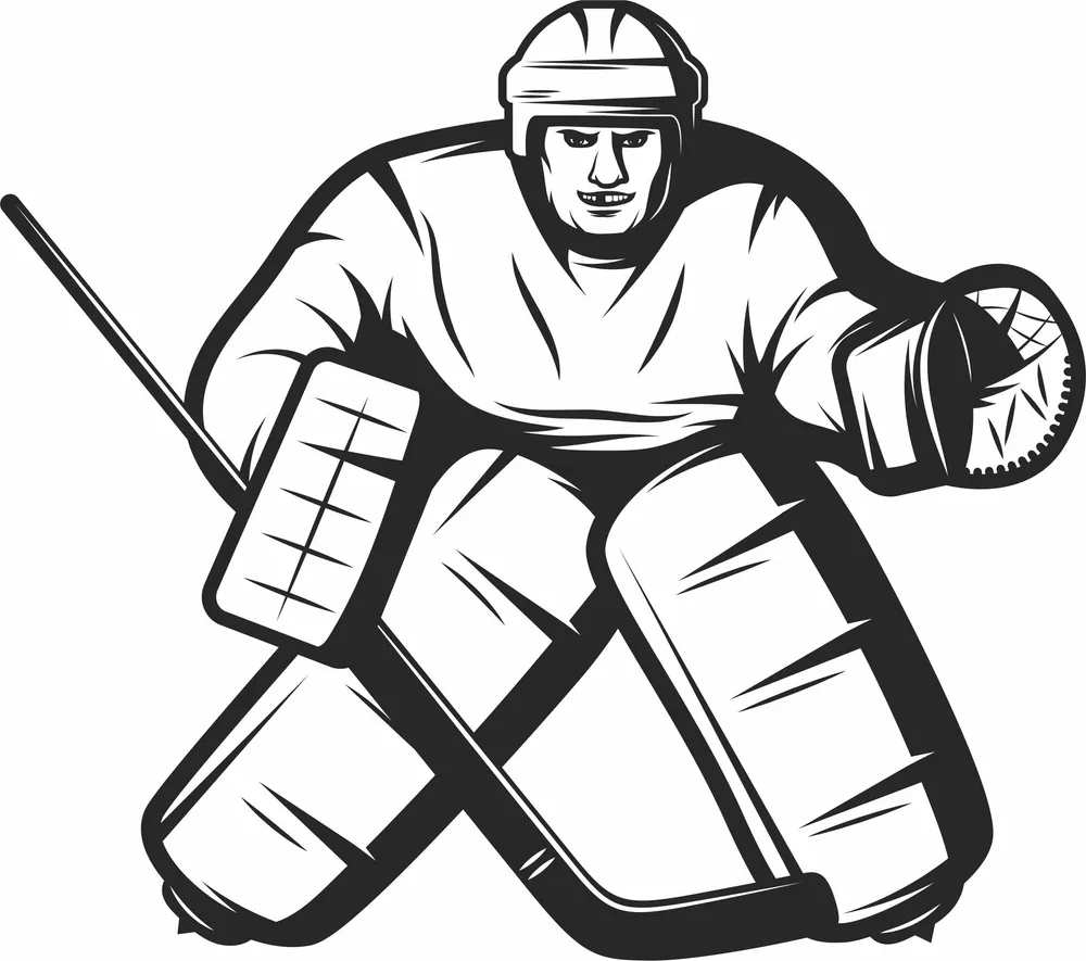 Ice Hockey Goalie Block Position Gear Graphic — DXF linework preview